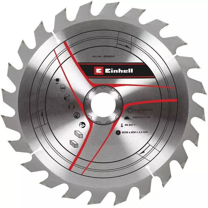 Einhell 49589341 - Lama 24 denti 250 mm ricambio per sega circolare