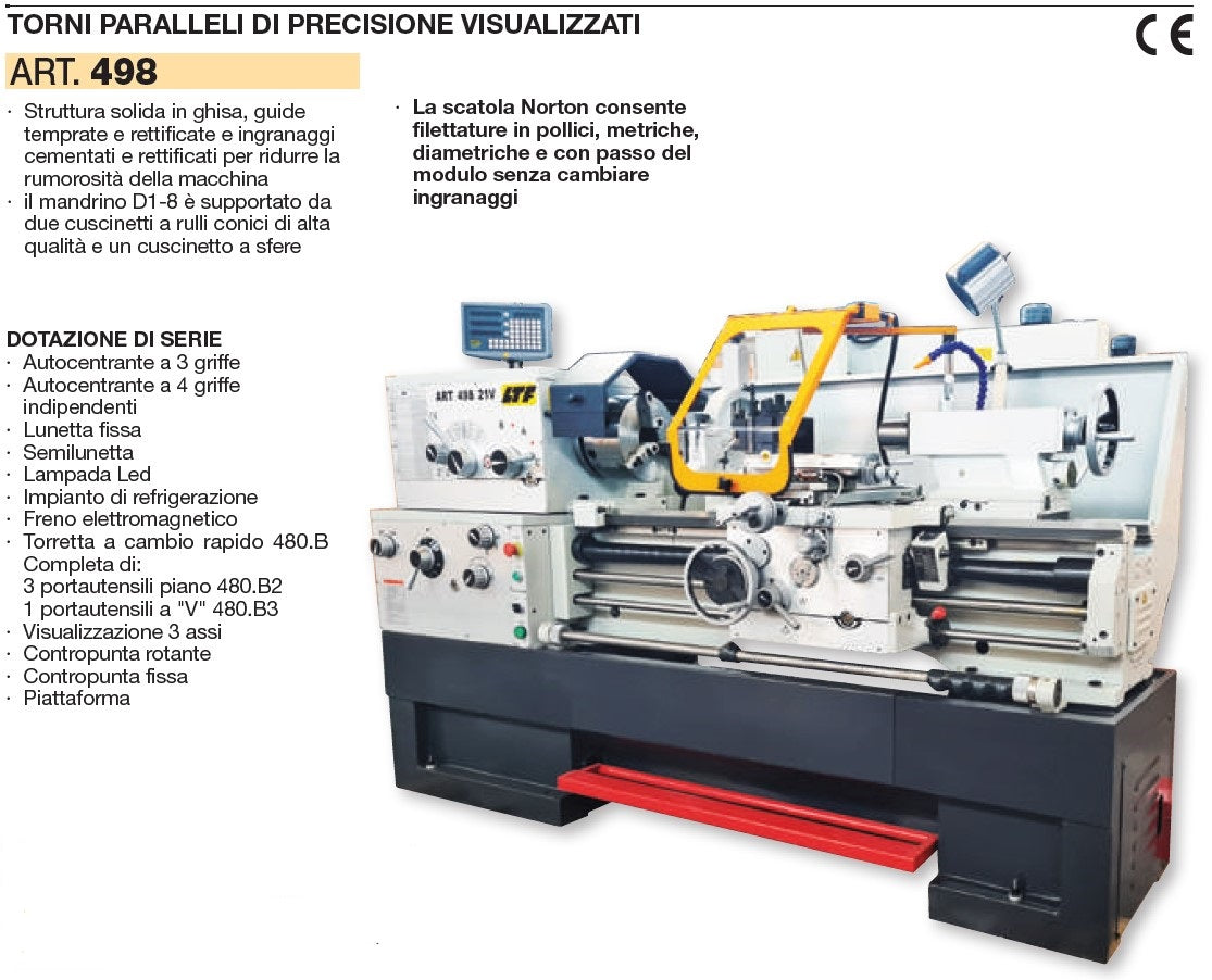 Ltf 498.21V - Tornio parallelo di precisione, 1000 x 205 mm - 400V con visualizzatore di quote - Image 2