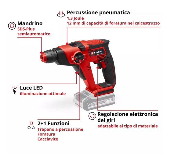 Einhell TE-HD 18/12 Li - Trapano tassellatore SDS-Plus , 18V , solo corpo - Image 2