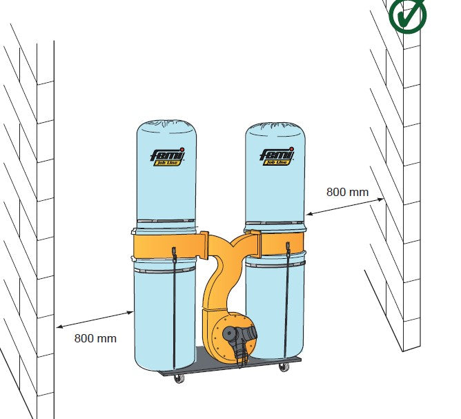 Femi DC 354 PLUS , aspiratrucioli a ciclone carellato , 2200w , 220v - Image 2