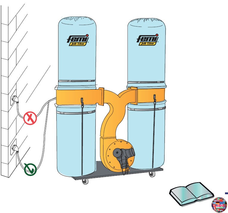 Femi DC 354 PLUS , aspiratrucioli a ciclone carellato , 2200w , 220v - Image 3