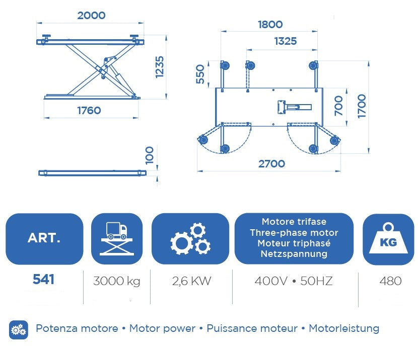 Omcn 541 sollevatore auto elettroidraulico compatto 2,6 Kw , 400v , portata max 3000 kg - Image 2