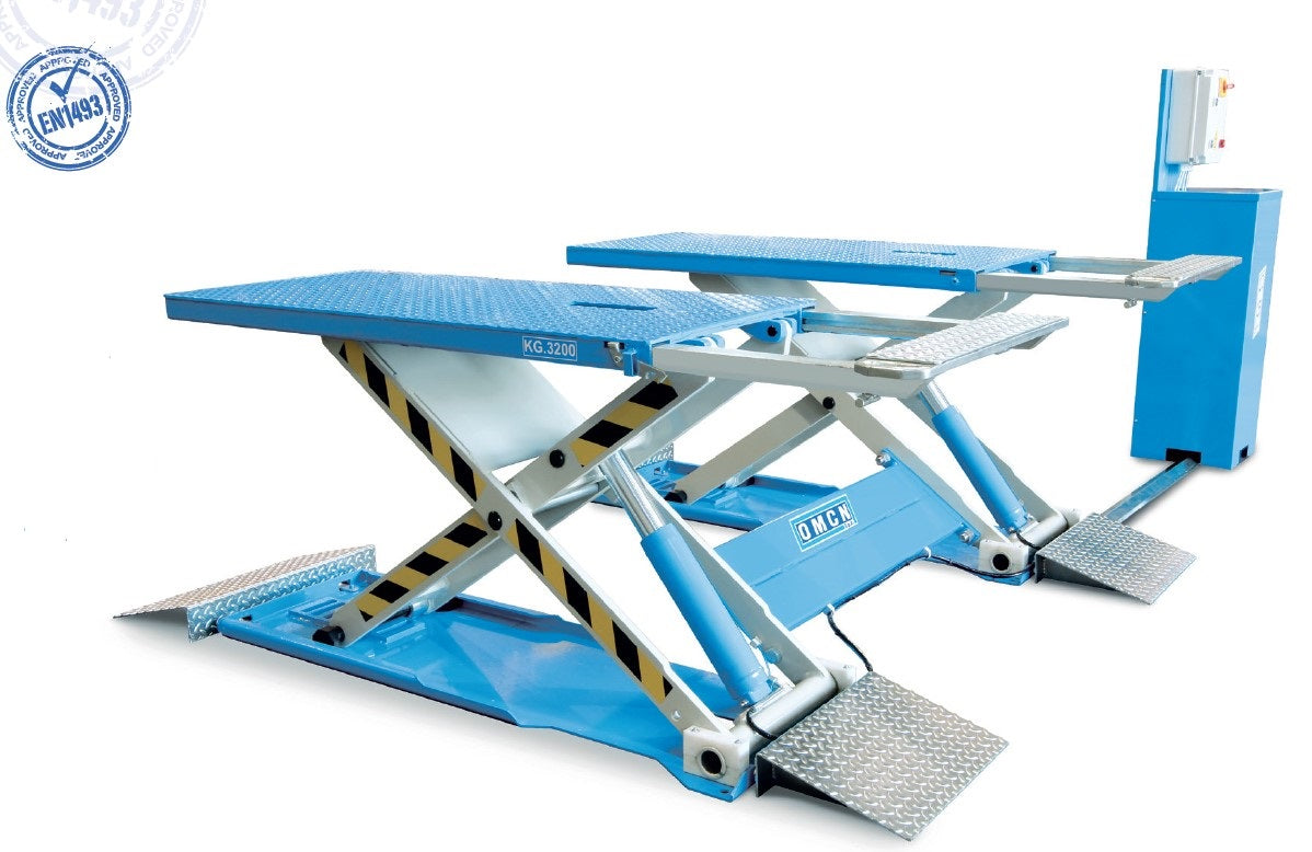 Omcn 551 Ponte Sollevatore Elettroidraulico a doppia forbice , 400V , 3200 KG , 3,3 Kw