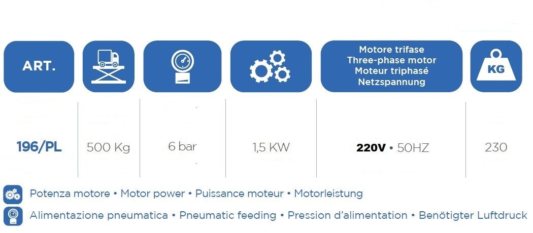 Omcn 196/PL+A11 , 220V Sollevatore moto , con pompa elettroidraulica ,portata 500 kg , 1,5 Kw - Image 3