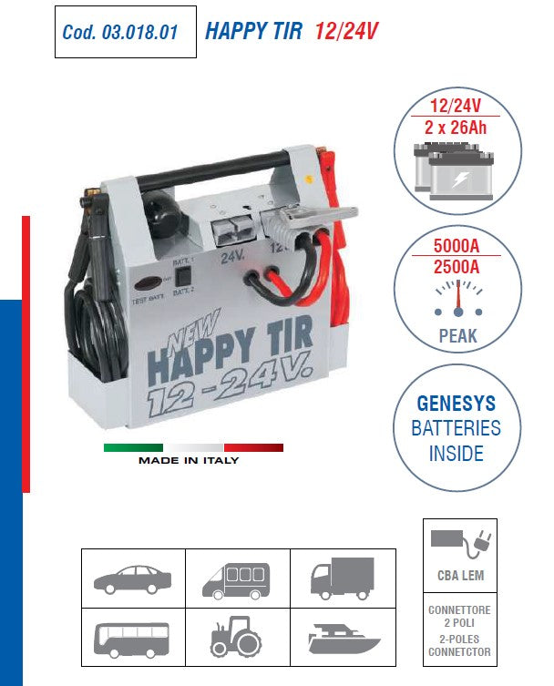 Marcotools 03.018.01 Happy Tir 12/24V - Avviatore di emergenza/Caricabatterie