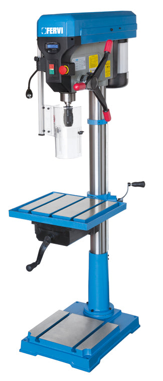 Fervi 0252/230V - Trapano a colonna con trasmissione a cinghia, motore monofase digitale