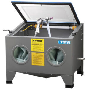 Fervi 0580 - Sabbiatrice da banco portatile per sabbiatura + pistola e guanti