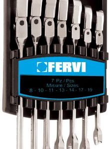 Fervi 0690/07P - Serie chiavi combinate con testa a cricchetto snodata