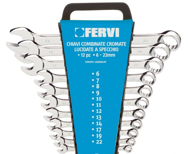 Fervi 0199P ( pollici ) - Set di chiavi combinate cromate, lucidate a specchio