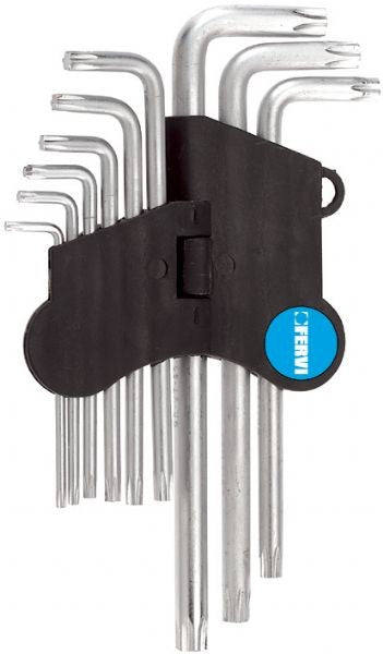 Fervi 0220 - Serie 9 chiavi torx lunghe con foro di guida nel gambo