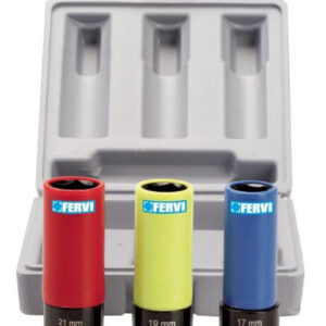 Fervi 0341 - Serie 3 chiavi bussola esagonali impact rivestite in plastica