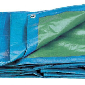 Fervi 0284 - Telo in polietilene pesante anellato bordato, bicolore verde - Blu