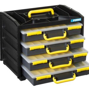 Fervi C313 - Cassettiera con 4 valigette porta minuteria