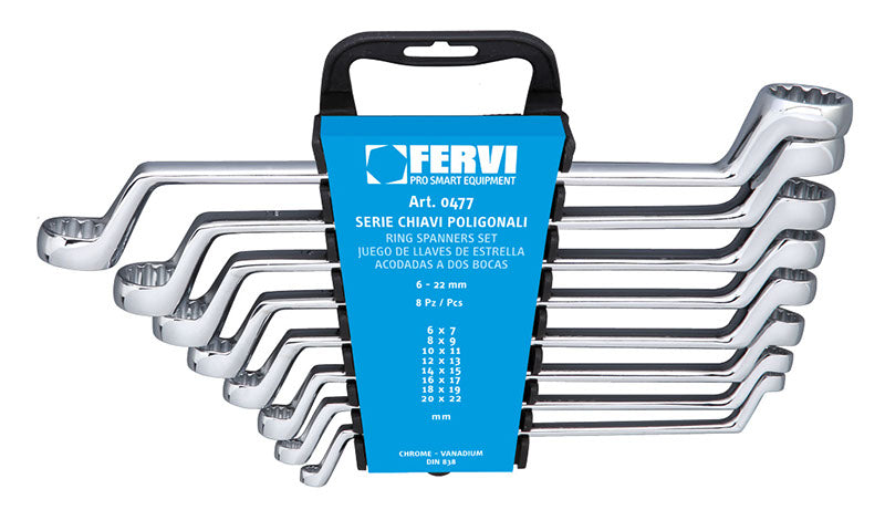 Fervi 0477 - Serie chiavi poligonali 6??22 mm