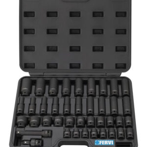 Fervi I340 - Set 40 pz buss a impatto serie normale/lunghe da 9 - 10 - 11 - 12 - 13 - 14 - 15 - 16 - 17 - 18 - 19 - 20 - 21 - 22 - 23 - 24 - 26 - 27 - 30 mm