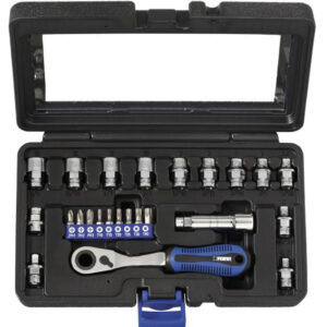 Fervi 0589 - Serie 24 pz bussole profilo ribassato con foro passante