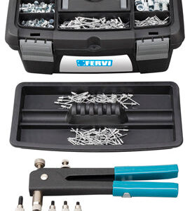 Fervi S018 - Set di rivettatrici con rivetti filett e normali
