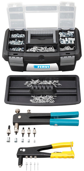 Fervi S018 - Set di rivettatrici con rivetti filett e normali