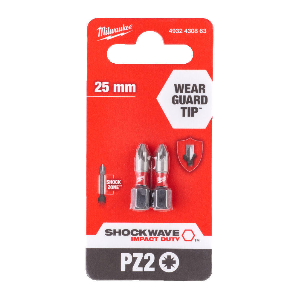 Milwaukee 4932430863 - Inserti per avvitatura ShockWave PZ2 - 2 pezzi - 25mm