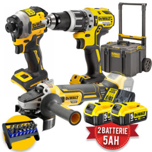 Kit utensili a batteria 18V Dewalt - Trapano DCD796, avvitatore impulsi DCF850, smerigliatrice DCG405