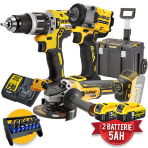 Dewalt kit utensili a batteria 18V - Avvitatore DCF922 + Trapano DCD796 + Smerigliatrice DCG405