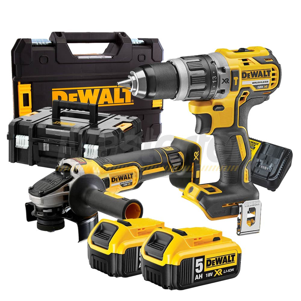 Dewalt DCK2153P2T - Kit composto da trapano DCD796, smerigliatrice DCG405 e 2 batterie da 5Ah, 2 Valigette - Image 3