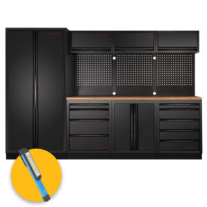 Kraftwerk 3964G-BLK - Arredamento da officina a 4 elementi con piano in legno - nero