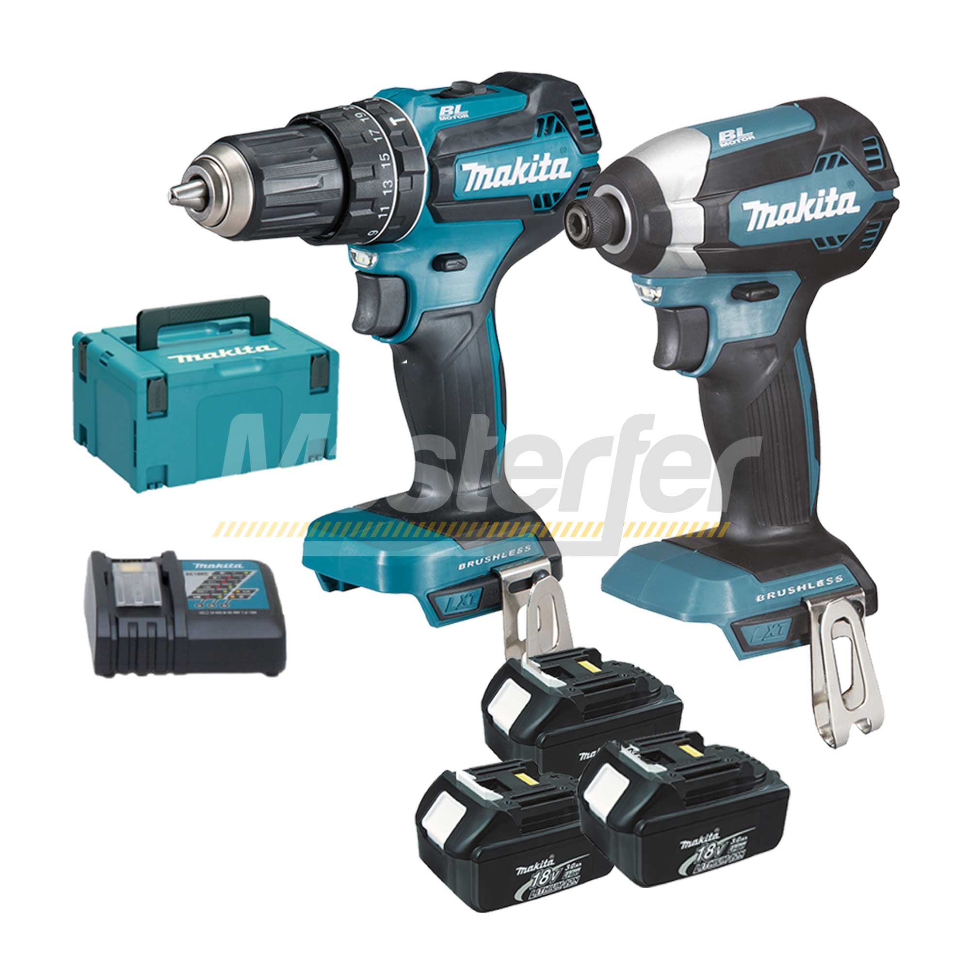 Makita DLX2283JX1 - Kit utensili a batteria 18V, Trapano DHP485 + Avvitatore a impulsi DTD153, 3 batterie da 3Ah - Image 4
