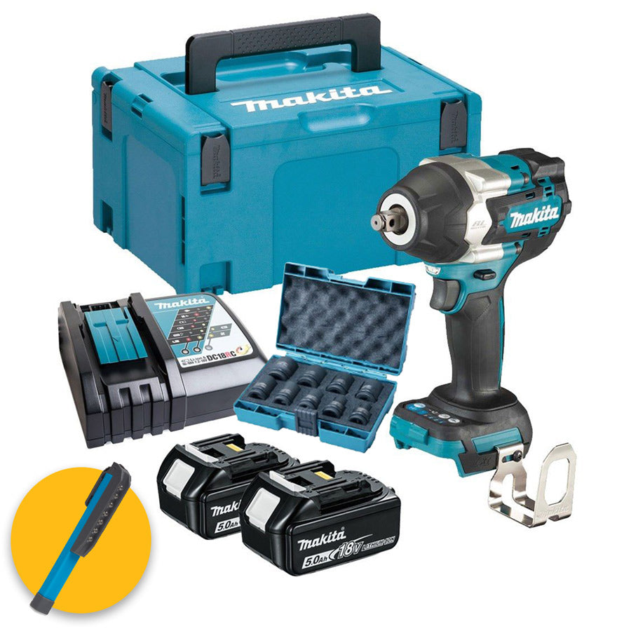 Makita DTW700RTJ - Avvitatore ad impulsi 18V 2x5.0Ah BL 700Nm 1/2