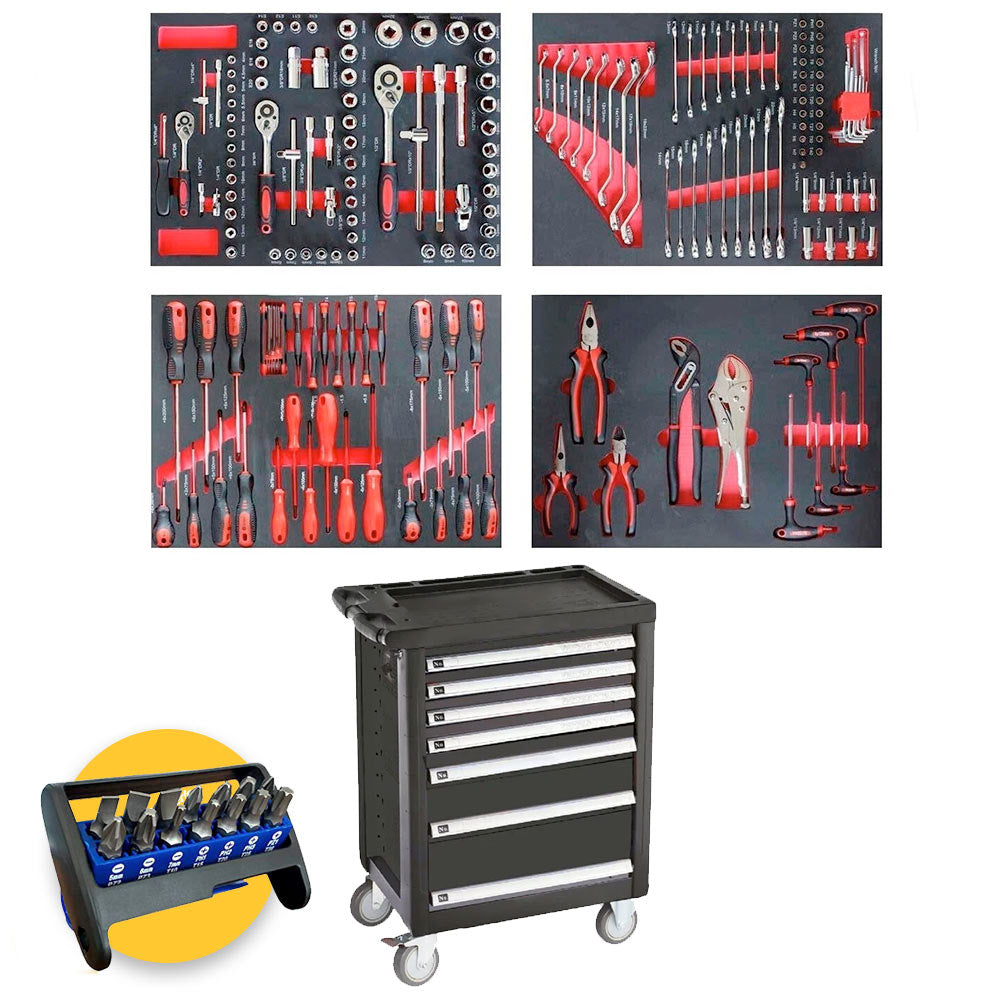 Marcotools 05.088.150 - Carrello cassettiera officina 7 cassetti completo di 184 utensili