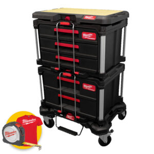 Milwaukee Packout Ultimate Set - Carrello + Cassettiera a 3 cassetti + Cassettiera a 2 cassetti + Piano di lavoro
