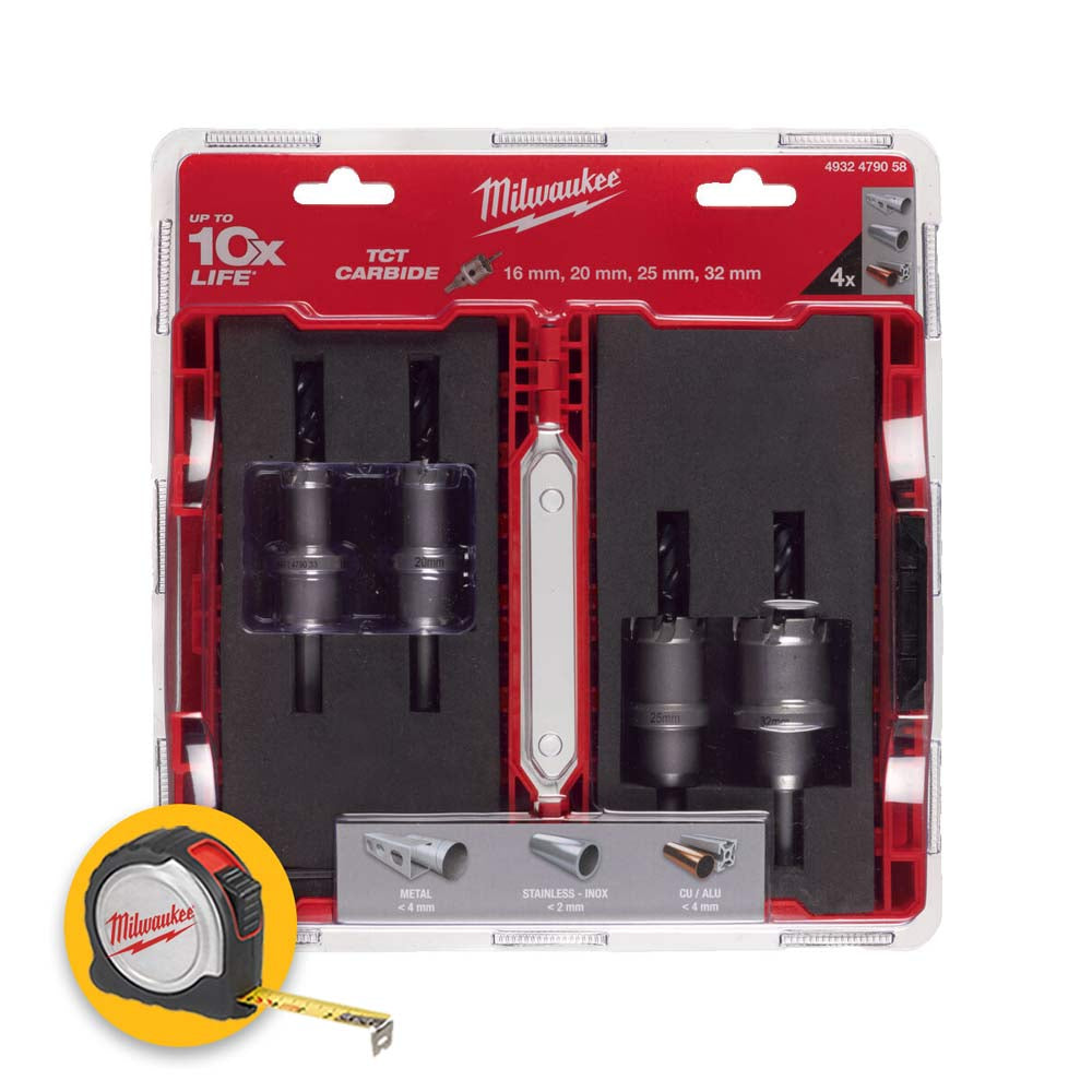 Milwaukee 4932479058 - Set sega a tazza TCT per metallo, 4 pezzi