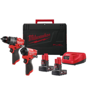 Milwaukee M12 FPP2A2-602X Kit Fuel Trapano con percussione + Avvitatore ad impulsi 1/4