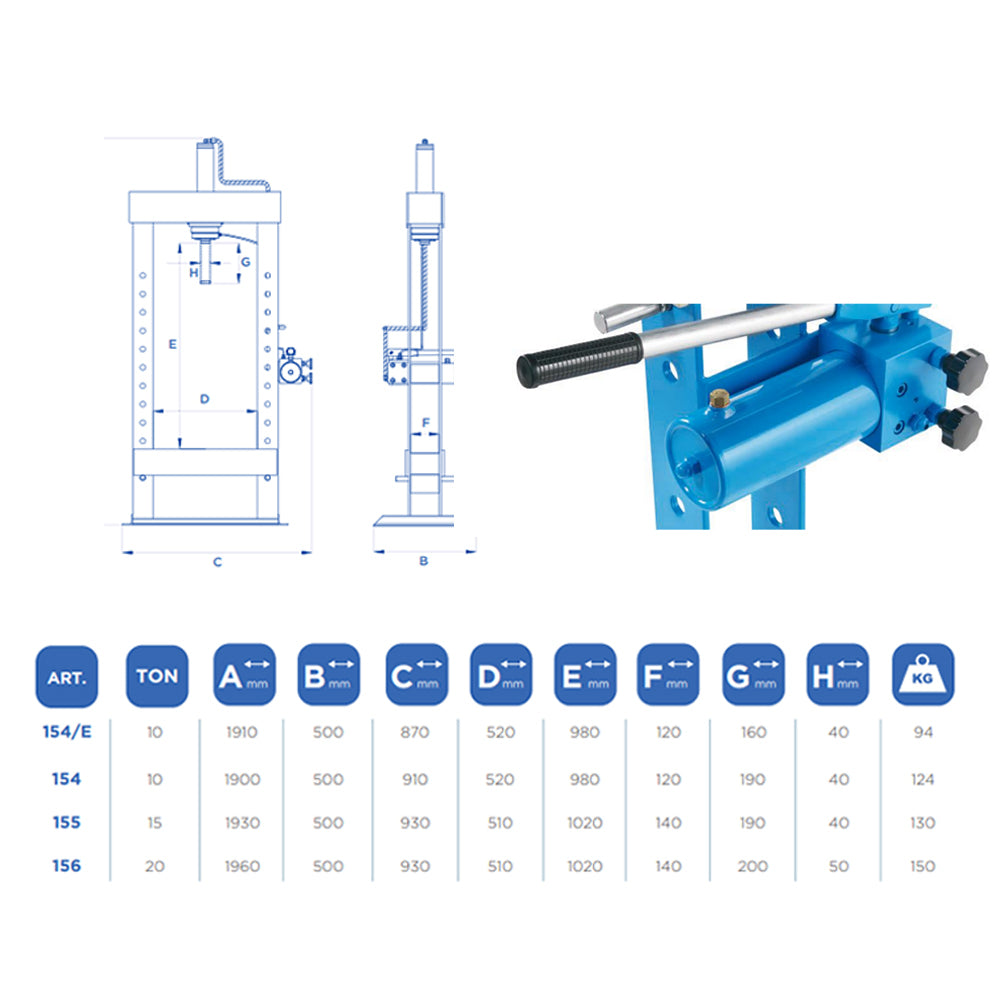 OMCN 156 - Pressa idraulica manuale 20T - 20 Tonnellate - Image 5