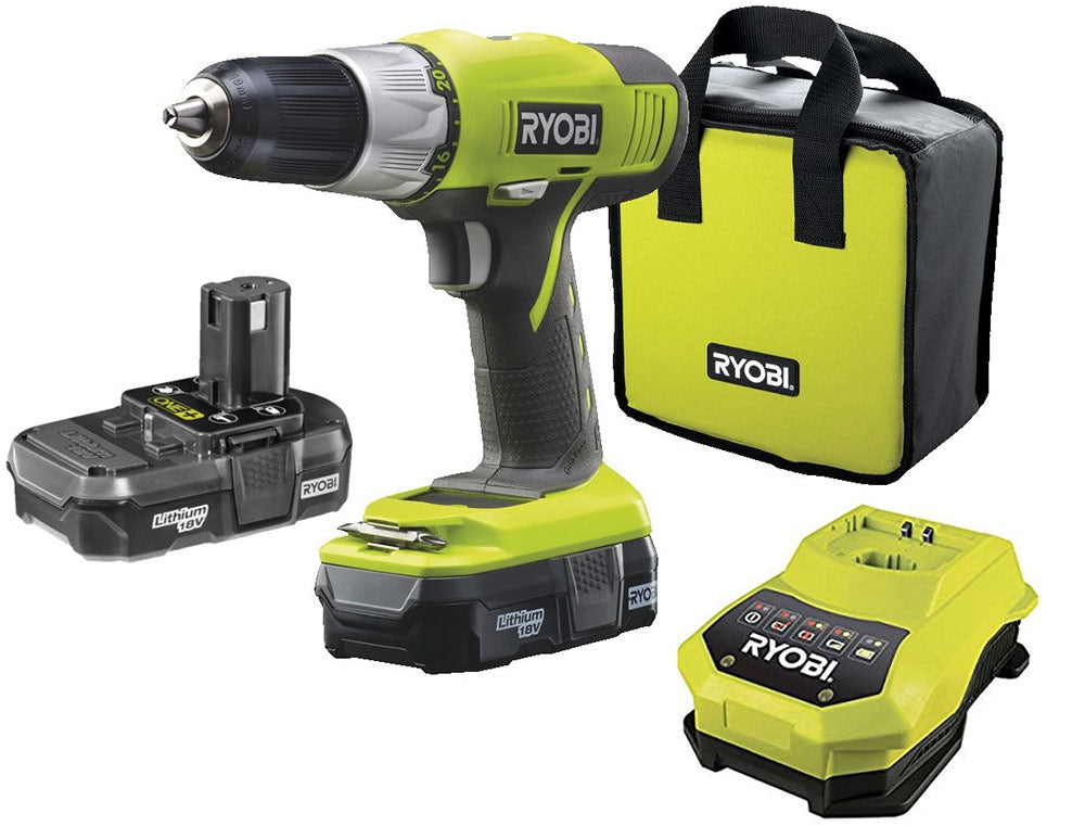 Trapano avvitatore a batteria RYOBI R18DDP-LL13S + 2 Batterie 18V 1,3 Ah