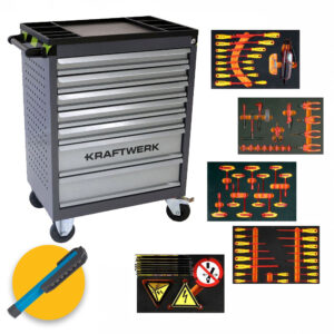 Kraftwerk VDE - Carrello da officina B117 completo, 94 pezzi per elettricisti, 102.117.400