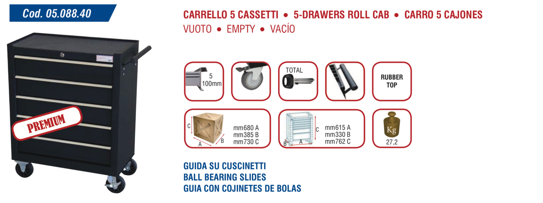Marcotools 05.088.40 - Mini carrello attrezzi per officina, vuoto con OMAGGIO - Image 2