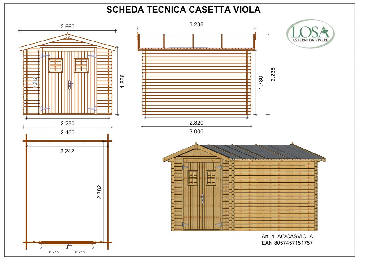Losa Legnami Viola - Casetta in legno da giardino, 246x300 cm - Image 2