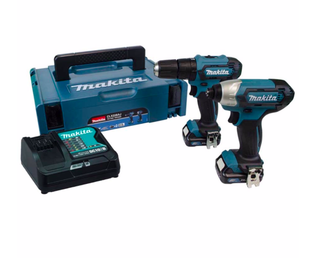 Makita CLX228AJ - Kit Combo utensili a batteria 12V, Trapano avvitatore HP333D + Avvitatore ad impulsi TD110D - Image 4