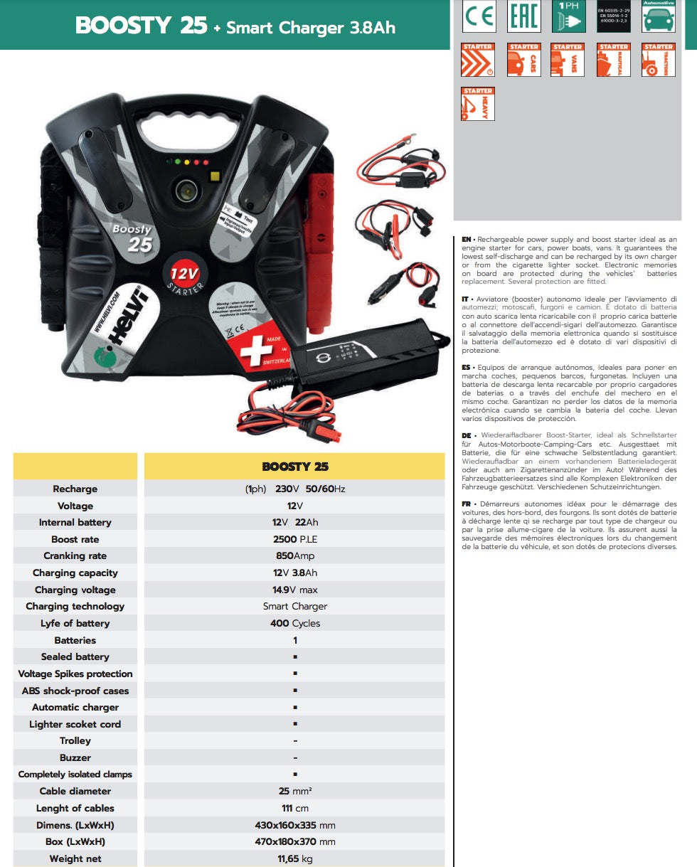 Helvi Boosty 25 - Avviatore booster portatile con batteria per motoscafi, furgoni, camion - Image 3