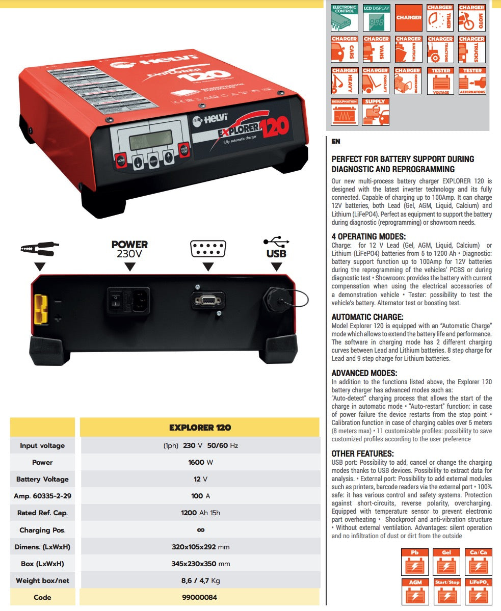 Helvi Explorer 120 - Carica batterie multi processo professionale - Image 4