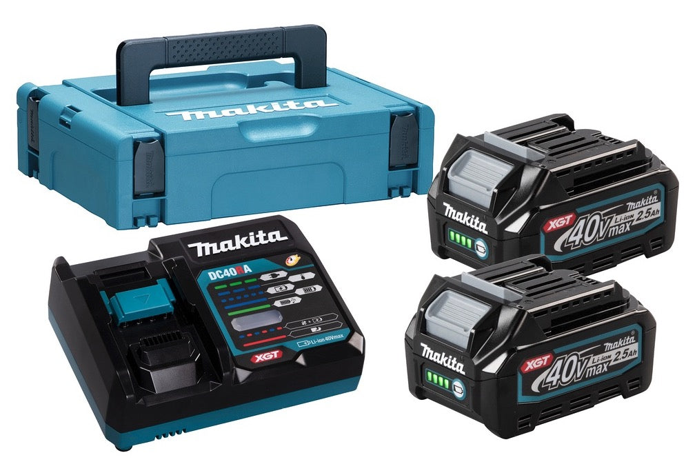 Makita 191J81-6 - Kit energia batterie da 40V XGT 2 x 2,5Ah + caricabatterie in valigetta MAKPAC - Image 2
