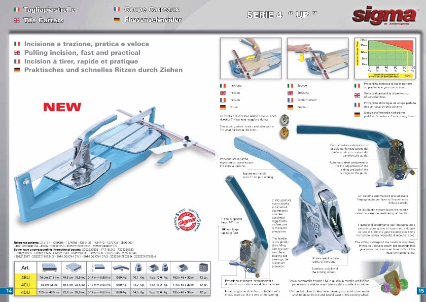 Sigma 4DU - Tagliapiastrelle incisione a trazione, taglio fino a 103 cm - Image 2