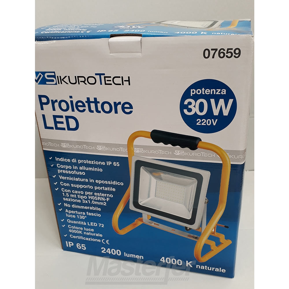 Faretto led portatile con piedistallo Sikurotech S203B 07659 30W 220V - Image 5