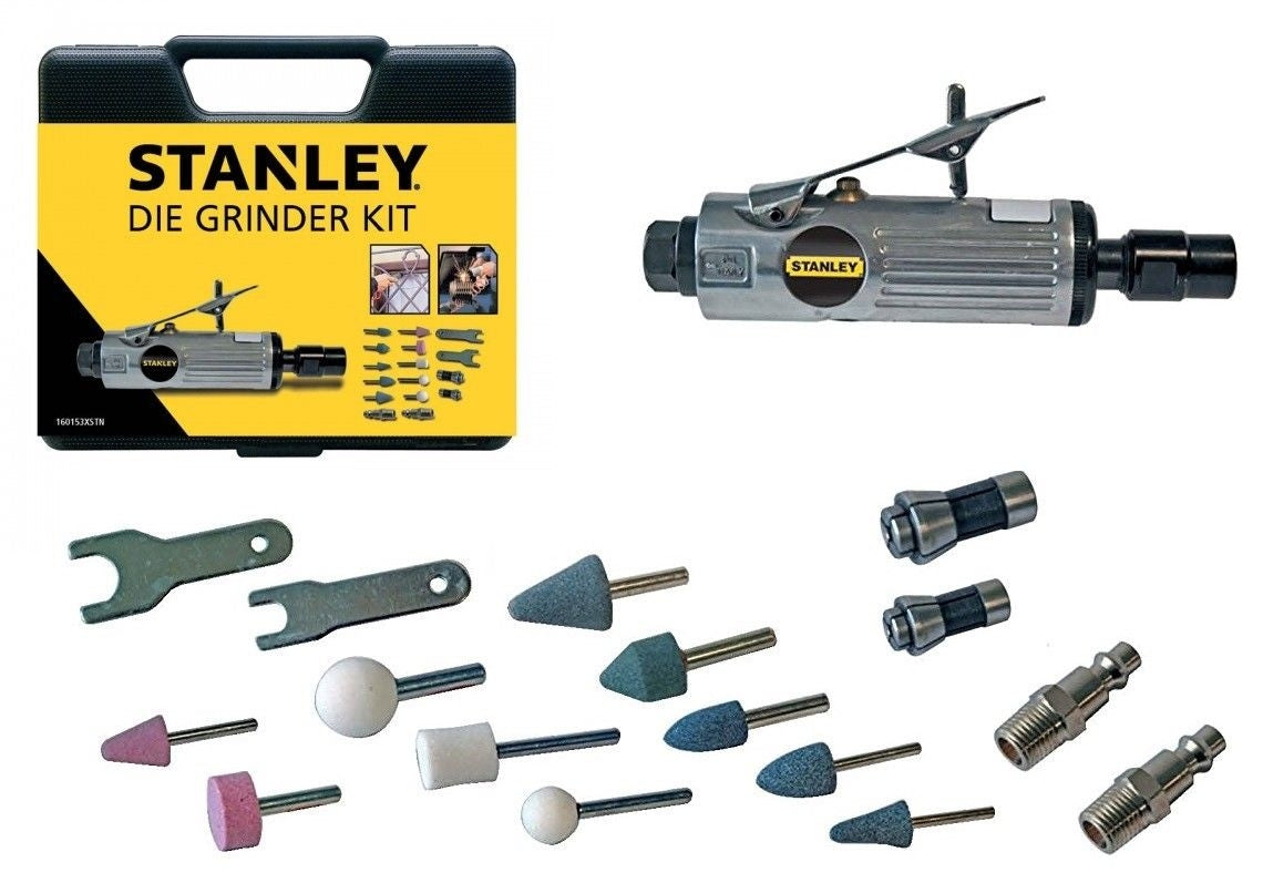 Kit smerigliatrice pneumatica dritta Stanley 160153XSTN + 10 mole e Accessori - Image 2