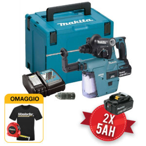 Makita DHR243RTJV - Trapano tassellatore a batteria 18V 5Ah, doppio mandrino in valigetta