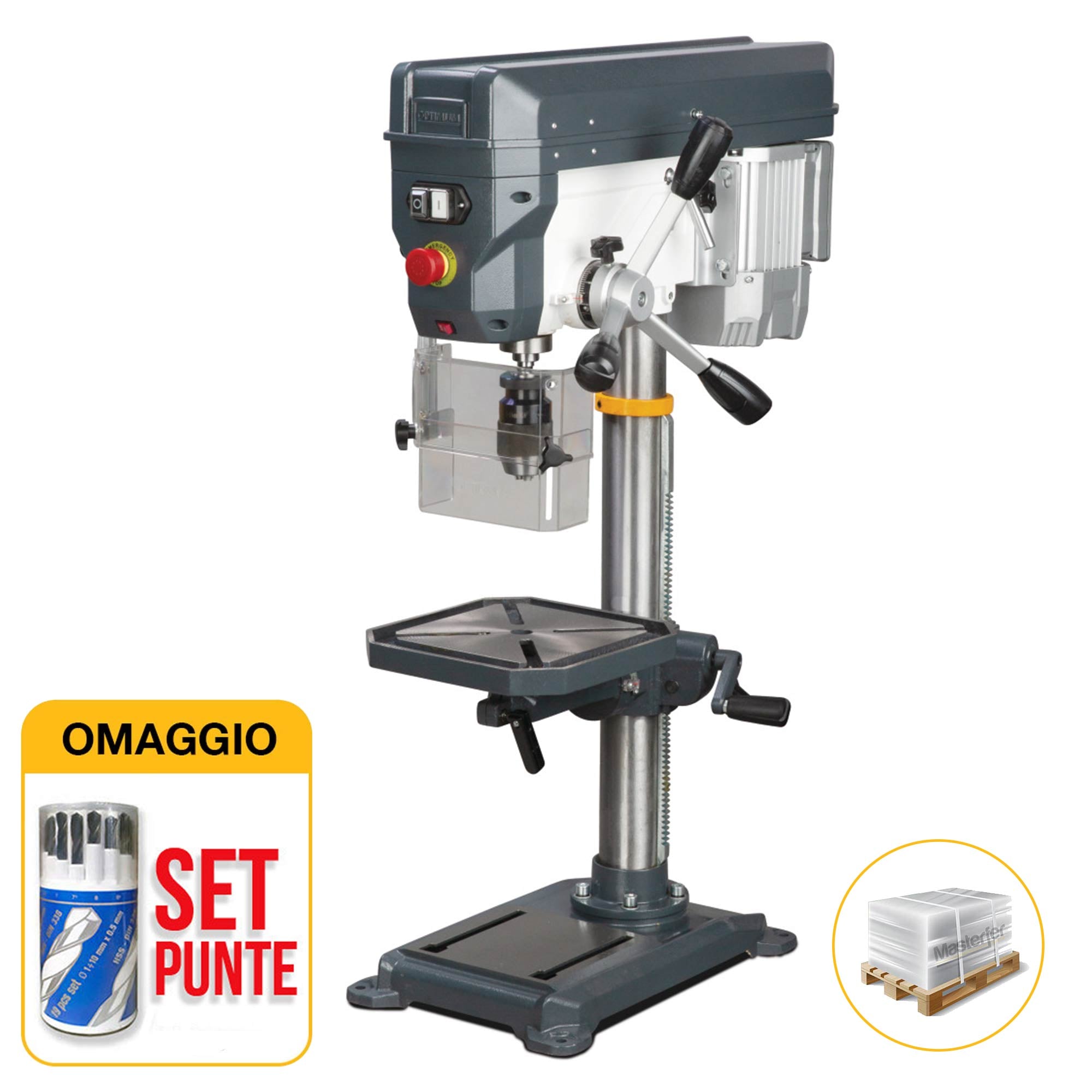 Optimum DQ 22 400V - Trapano a colonna da banco, con invertitore di marcia, trifase 550W