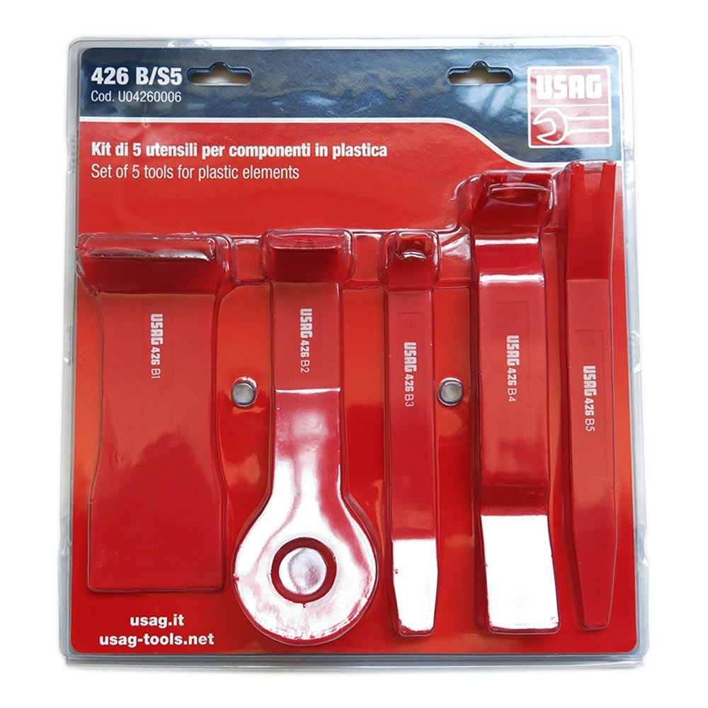 Usag 426 B/S5 - Kit di 5 leve per smontaggio carrozzeria e plastica