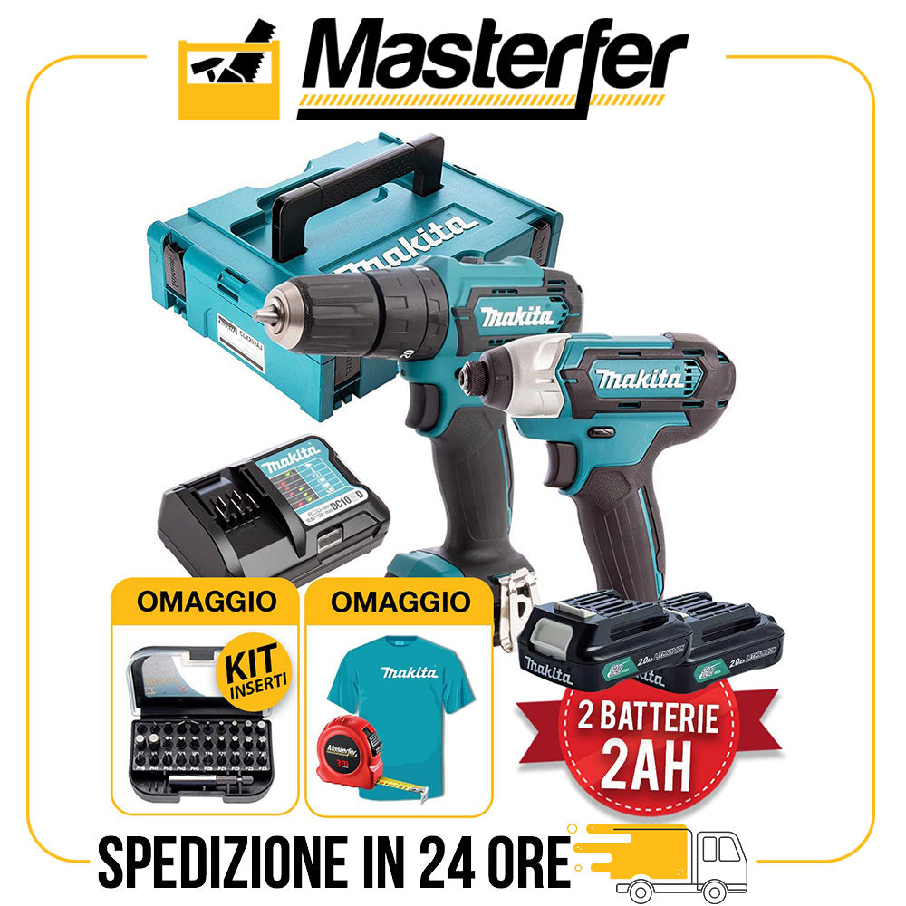 Makita CLX228AJ - Kit Combo utensili a batteria 12V, Trapano avvitatore HP333D + Avvitatore ad impulsi TD110D - Image 5