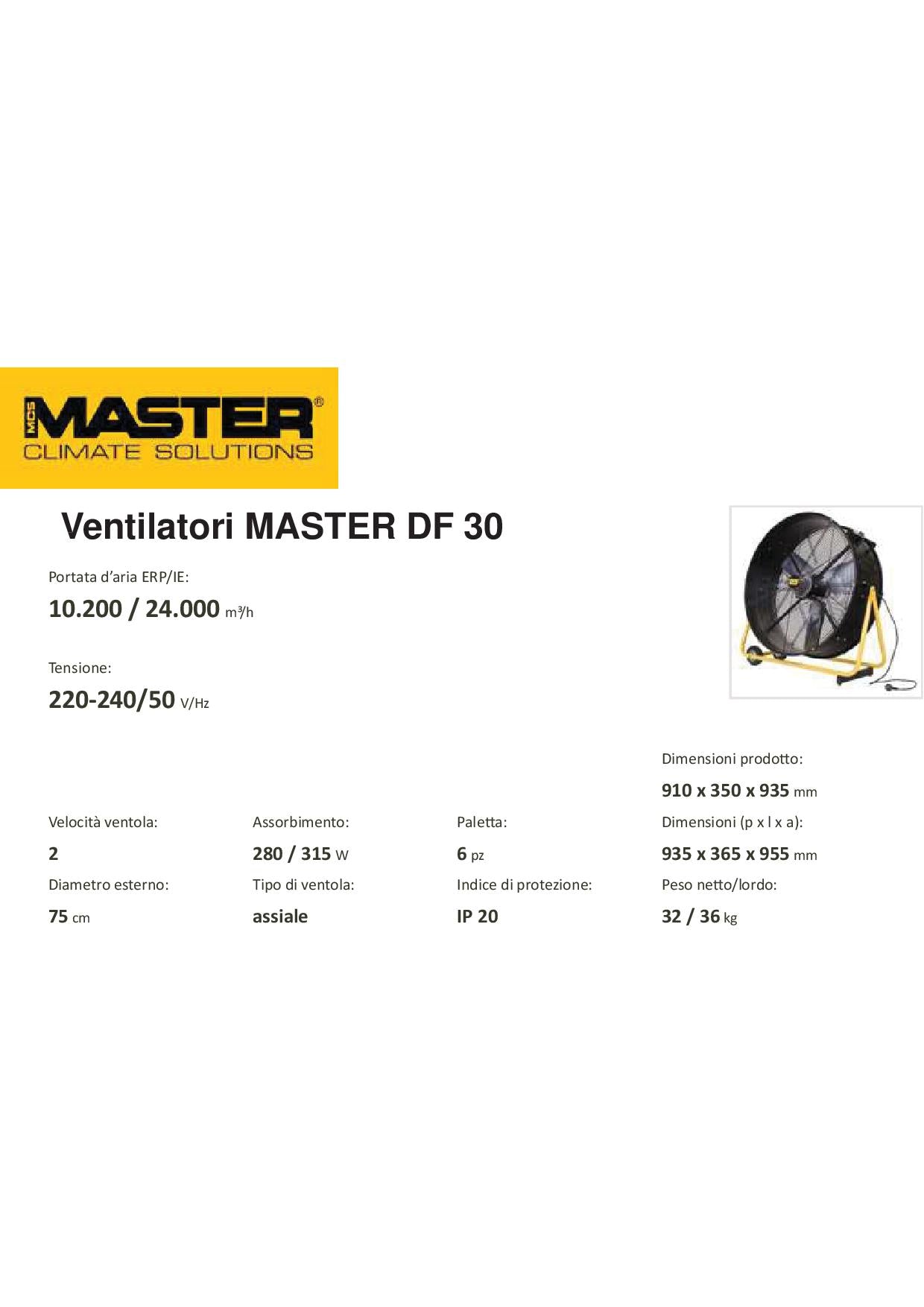 Master DF 30 - Ventilatore professionale carrellato ? 75cm 280W/315W - Image 3